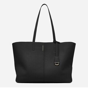 Maison De Sabre Large Leather Zipped Soft Tote Black Caviar NWT
